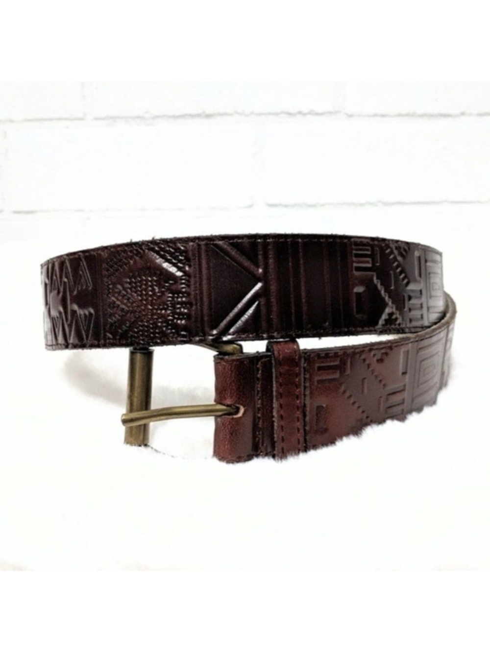RITZ COLLECTION Aztec Stamped Leather Belt